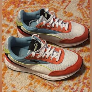 Puma Athletic Shoes in White, pink, and Blue